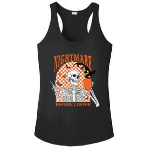 Retro Nightmare Before Coffee Skeleton Skull Halloween Ladies PosiCharge Competitor Racerback Tank