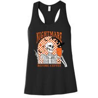 Retro Nightmare Before Coffee Skeleton Skull Halloween Women's Racerback Tank