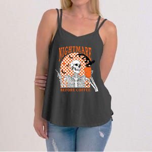 Retro Nightmare Before Coffee Skeleton Skull Halloween Women's Strappy Tank