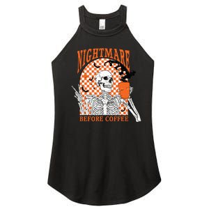 Retro Nightmare Before Coffee Skeleton Skull Halloween Women's Perfect Tri Rocker Tank