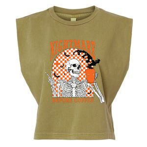 Retro Nightmare Before Coffee Skeleton Skull Halloween Garment-Dyed Women's Muscle Tee