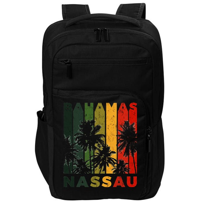 Retro Nassau Bahamas Beach Fan Palm Tree Cool Souvenir Impact Tech Backpack