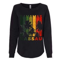 Retro Nassau Bahamas Beach Fan Palm Tree Cool Souvenir Womens California Wash Sweatshirt