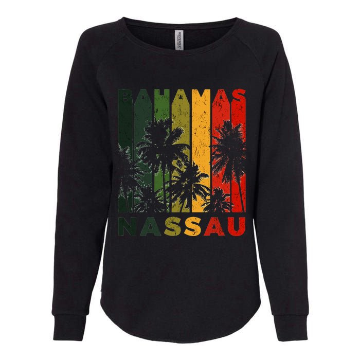 Retro Nassau Bahamas Beach Fan Palm Tree Cool Souvenir Womens California Wash Sweatshirt