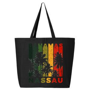 Retro Nassau Bahamas Beach Fan Palm Tree Cool Souvenir 25L Jumbo Tote