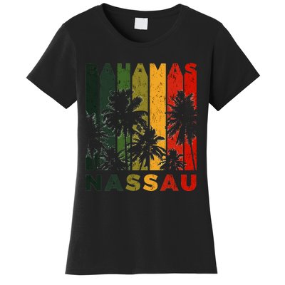 Retro Nassau Bahamas Beach Fan Palm Tree Cool Souvenir Women's T-Shirt