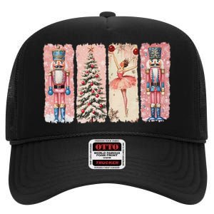 Retro Nutcracker Ballet Christmas Xmas Vibes Women High Crown Mesh Back Trucker Hat