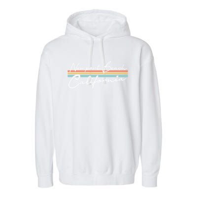 Retro Newport Beach California Gift Garment-Dyed Fleece Hoodie