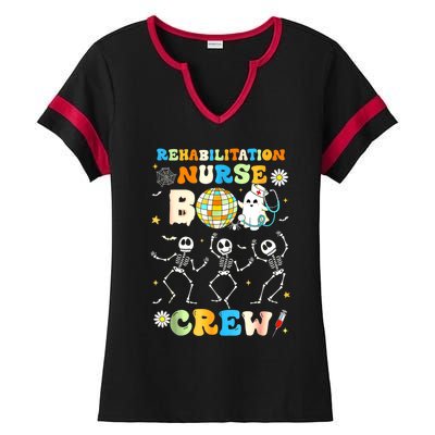 Rehabilitation Nurse Boo Crew Halloween Skeleton Dancing Gift Ladies Halftime Notch Neck Tee