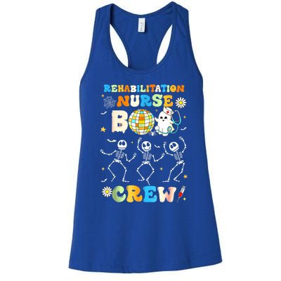 Rehabilitation Nurse Boo Crew Halloween Skeleton Dancing Gift Women's Racerback Tank