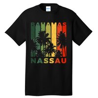 Retro Nassau Bahamas Beach Fan Palm Tree Cool Souvenir Tall T-Shirt