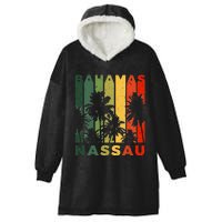 Retro Nassau Bahamas Beach Fan Palm Tree Cool Souvenir Hooded Wearable Blanket