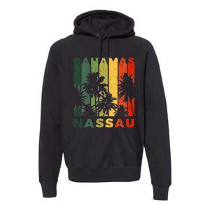 Retro Nassau Bahamas Beach Fan Palm Tree Cool Souvenir Premium Hoodie