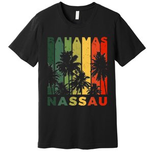 Retro Nassau Bahamas Beach Fan Palm Tree Cool Souvenir Premium T-Shirt