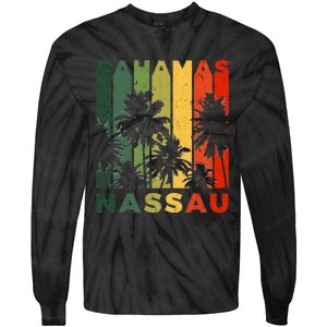 Retro Nassau Bahamas Beach Fan Palm Tree Cool Souvenir Tie-Dye Long Sleeve Shirt