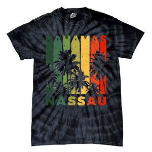 Retro Nassau Bahamas Beach Fan Palm Tree Cool Souvenir Tie-Dye T-Shirt