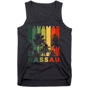 Retro Nassau Bahamas Beach Fan Palm Tree Cool Souvenir Tank Top