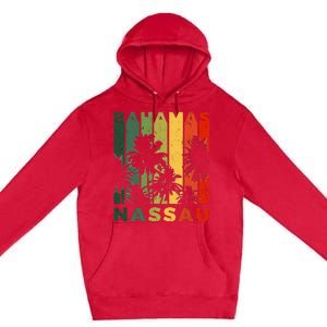 Retro Nassau Bahamas Beach Fan Palm Tree Cool Souvenir Premium Pullover Hoodie