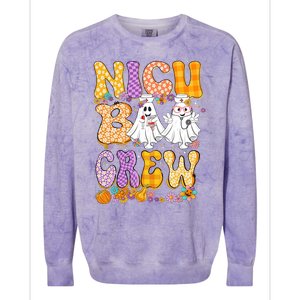 Retro Nicu Boo Crew Stethoscope Nicu Nurse Halloween Costume Gift Colorblast Crewneck Sweatshirt