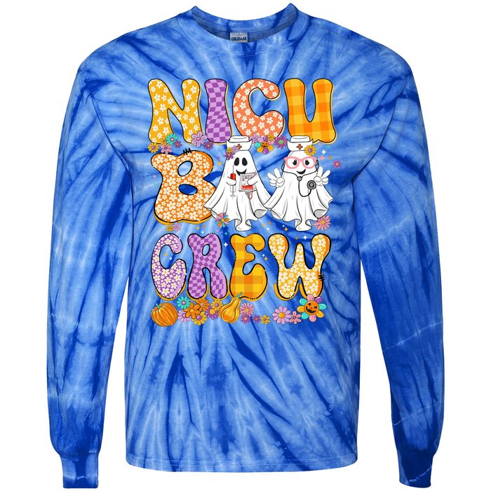 Retro Nicu Boo Crew Stethoscope Nicu Nurse Halloween Costume Gift Tie-Dye Long Sleeve Shirt