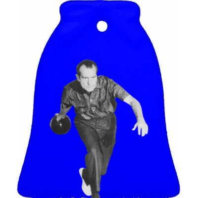 Richard Nixon Bowling Gift Ceramic Bell Ornament