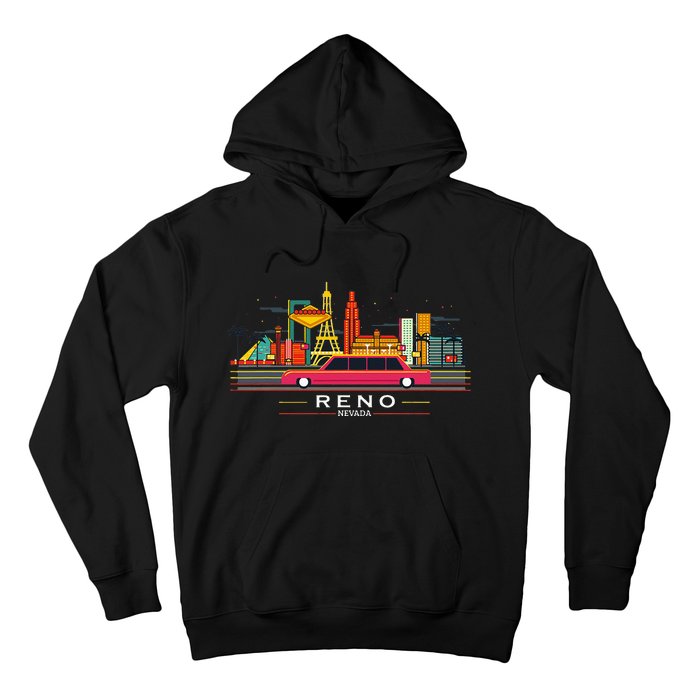 Reno Nevada Cityscape Souvenir Vintage Hoodie