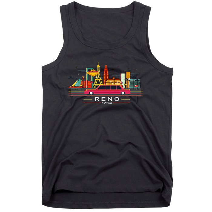 Reno Nevada Cityscape Souvenir Vintage Tank Top