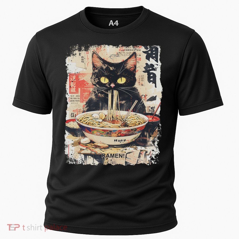 Ramen Noodles Cat Japan Kawaii Retro Cats Manga Anime Cooling Performance Crew T-Shirt