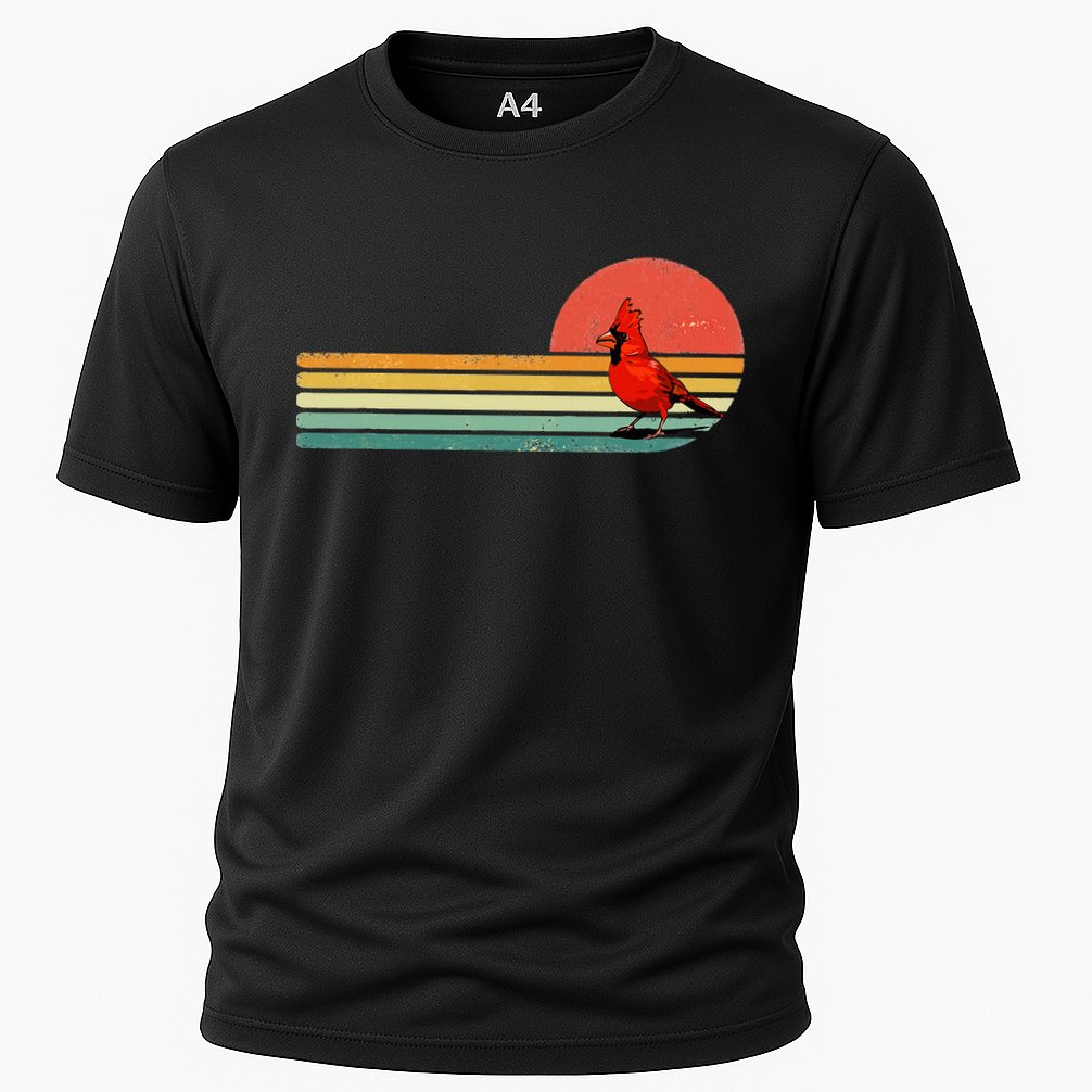 Retro Northern Cardinal Bird Animal Bird Lover Cooling Performance Crew T-Shirt