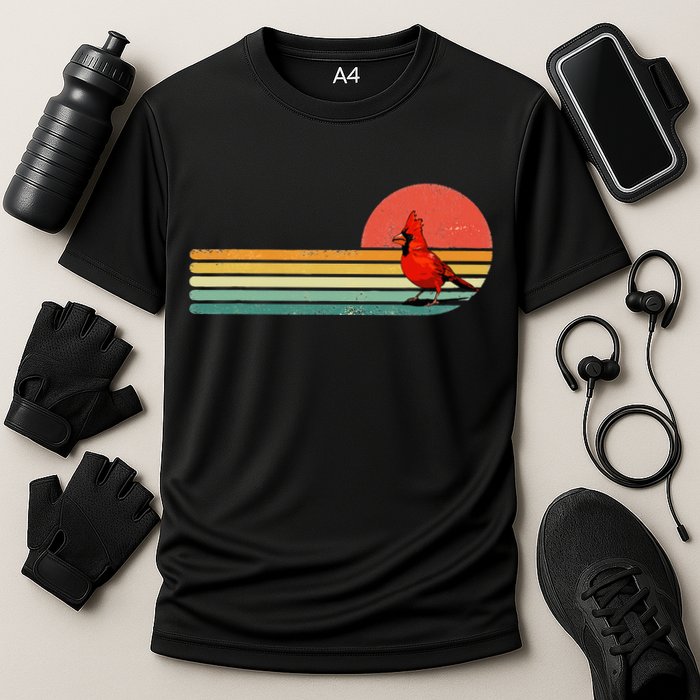 Retro Northern Cardinal Bird Animal Bird Lover Cooling Performance Crew T-Shirt