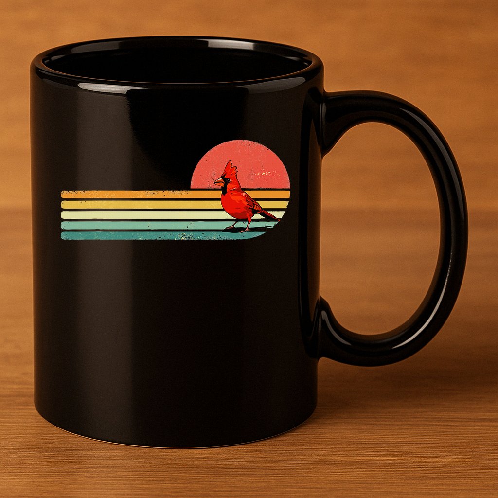 Retro Northern Cardinal Bird Animal Bird Lover 11oz C Handle Ceramic Mug