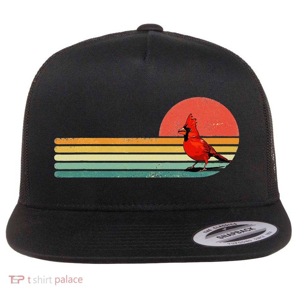 Retro Northern Cardinal Bird Animal Bird Lover Flatbill Hat