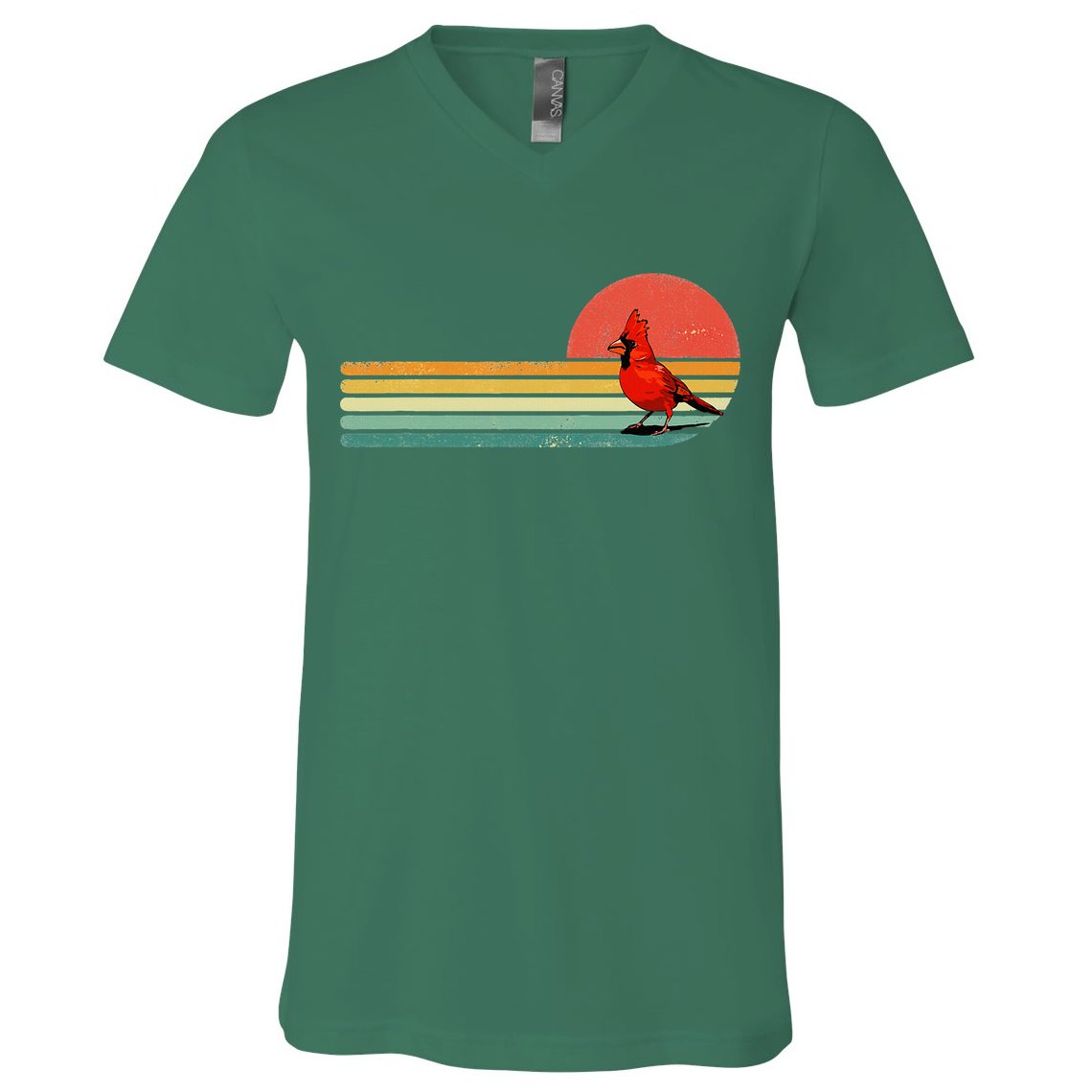 Retro Northern Cardinal Bird Animal Bird Lover V-Neck T-Shirt