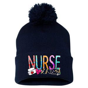 RN Nurse Colorful Gift Pom Pom 12in Knit Beanie