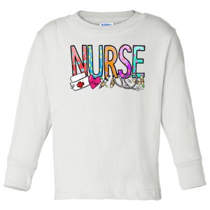 RN Nurse Colorful Gift Toddler Long Sleeve Shirt