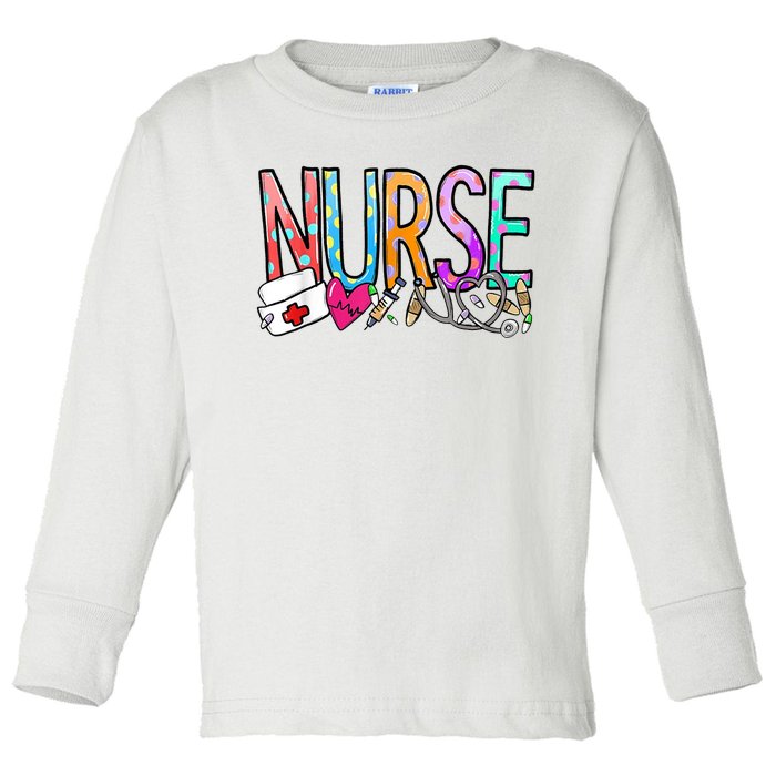 RN Nurse Colorful Gift Toddler Long Sleeve Shirt