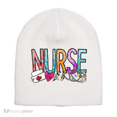 RN Nurse Colorful Gift Short Acrylic Beanie