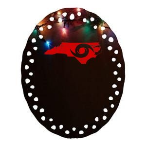 Red North Carolina Eye of the Hurricane Ceramic Oval Ornament