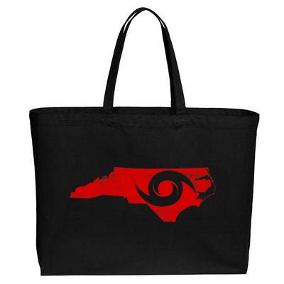 Red North Carolina Eye of the Hurricane Cotton Canvas Jumbo Tote