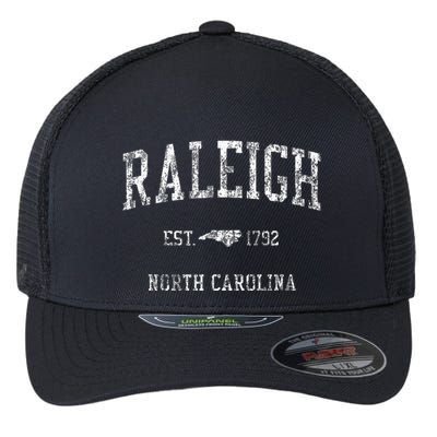 Raleigh North Carolina Nc Vintage Sports Flexfit Unipanel Trucker Cap