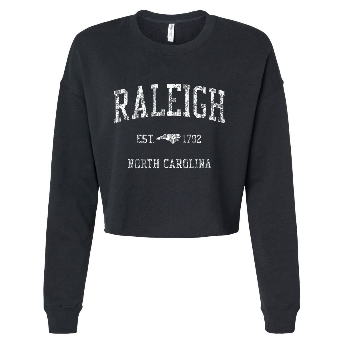 Raleigh North Carolina Nc Vintage Sports Cropped Pullover Crew