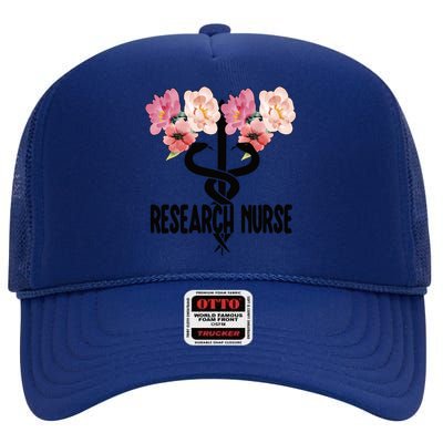 Research Nurse Caduceus Clinical Research Nursing Cool Gift High Crown Mesh Back Trucker Hat