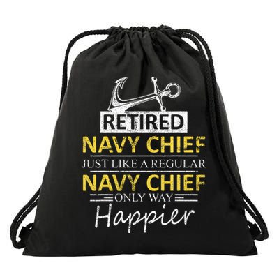Retired Navy Chief Drawstring Bag
