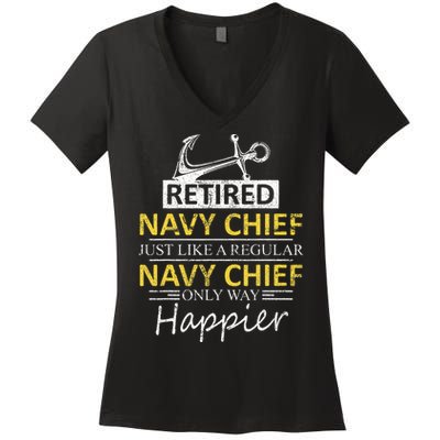 Retired Navy Chief Women's V-Neck T-Shirt