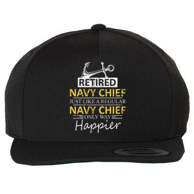 Retired Navy Chief Wool Snapback Cap