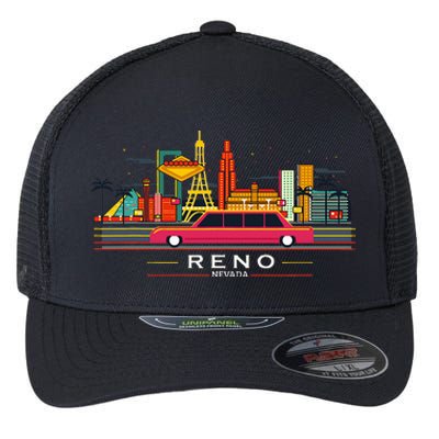 Reno Nevada Cityscape Souvenir Flexfit Unipanel Trucker Cap