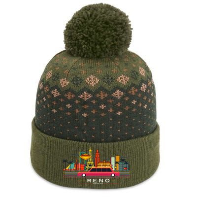 Reno Nevada Cityscape Souvenir The Baniff Cuffed Pom Beanie