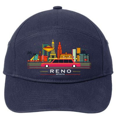 Reno Nevada Cityscape Souvenir 7-Panel Snapback Hat