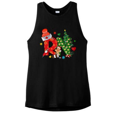 Registered Nurse Christmas Rn Festive Ladies PosiCharge Tri-Blend Wicking Tank