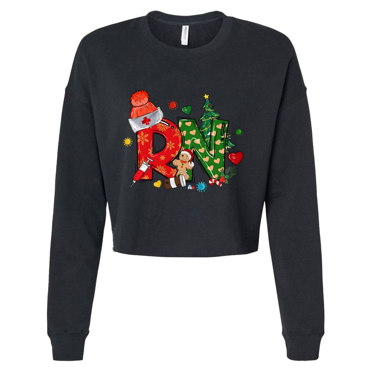 Registered Nurse Christmas Rn Festive Cropped Pullover Crew